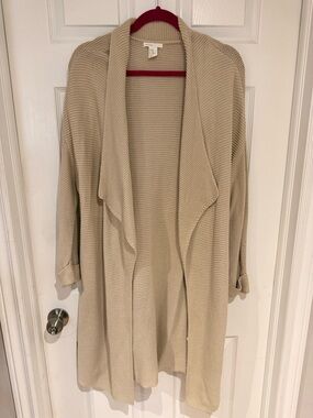 H&M Cream Open-Front Draped Knit Cardigan